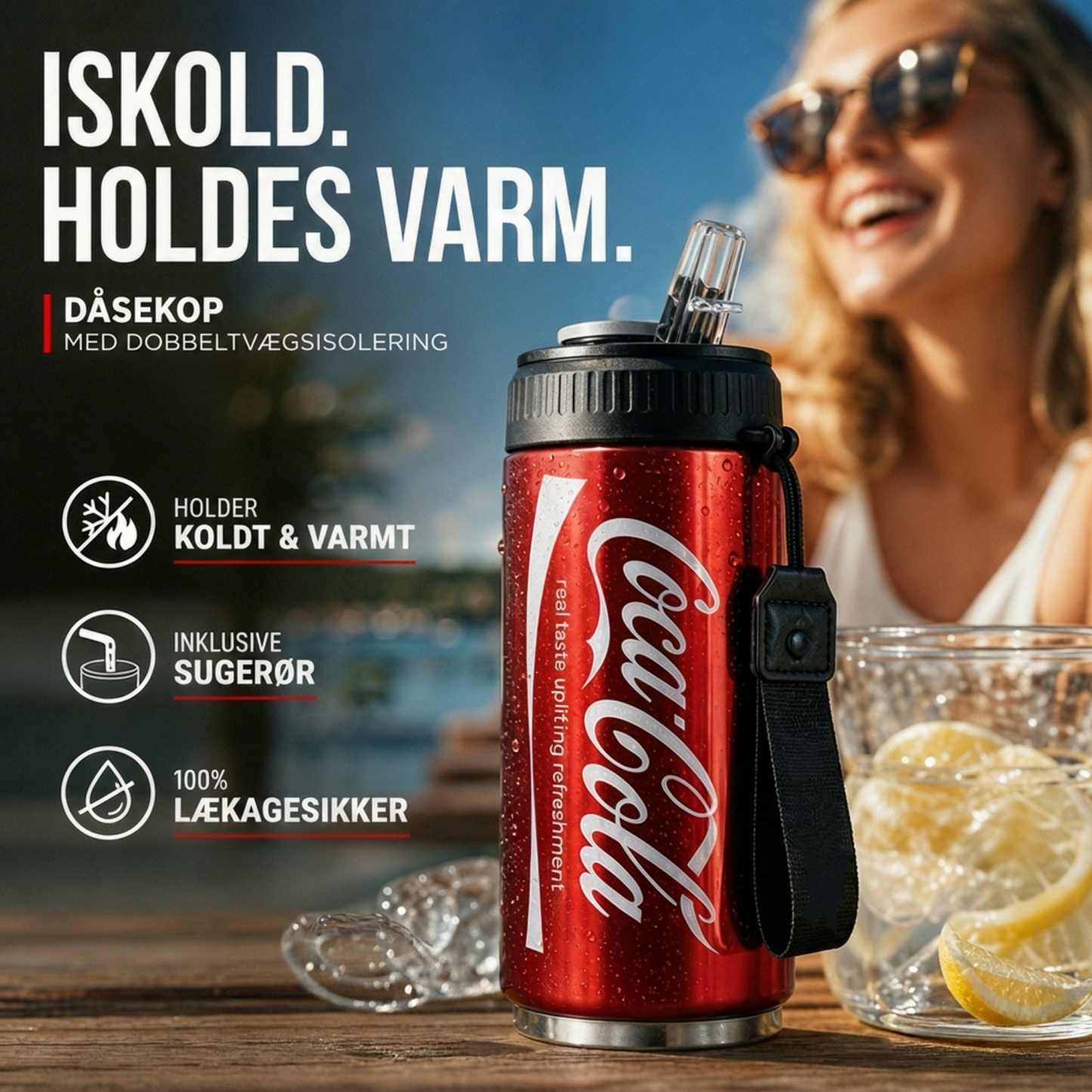 🥤Dobbeltvægget, isoleret kop i rustfrit stål formet som en coladåse