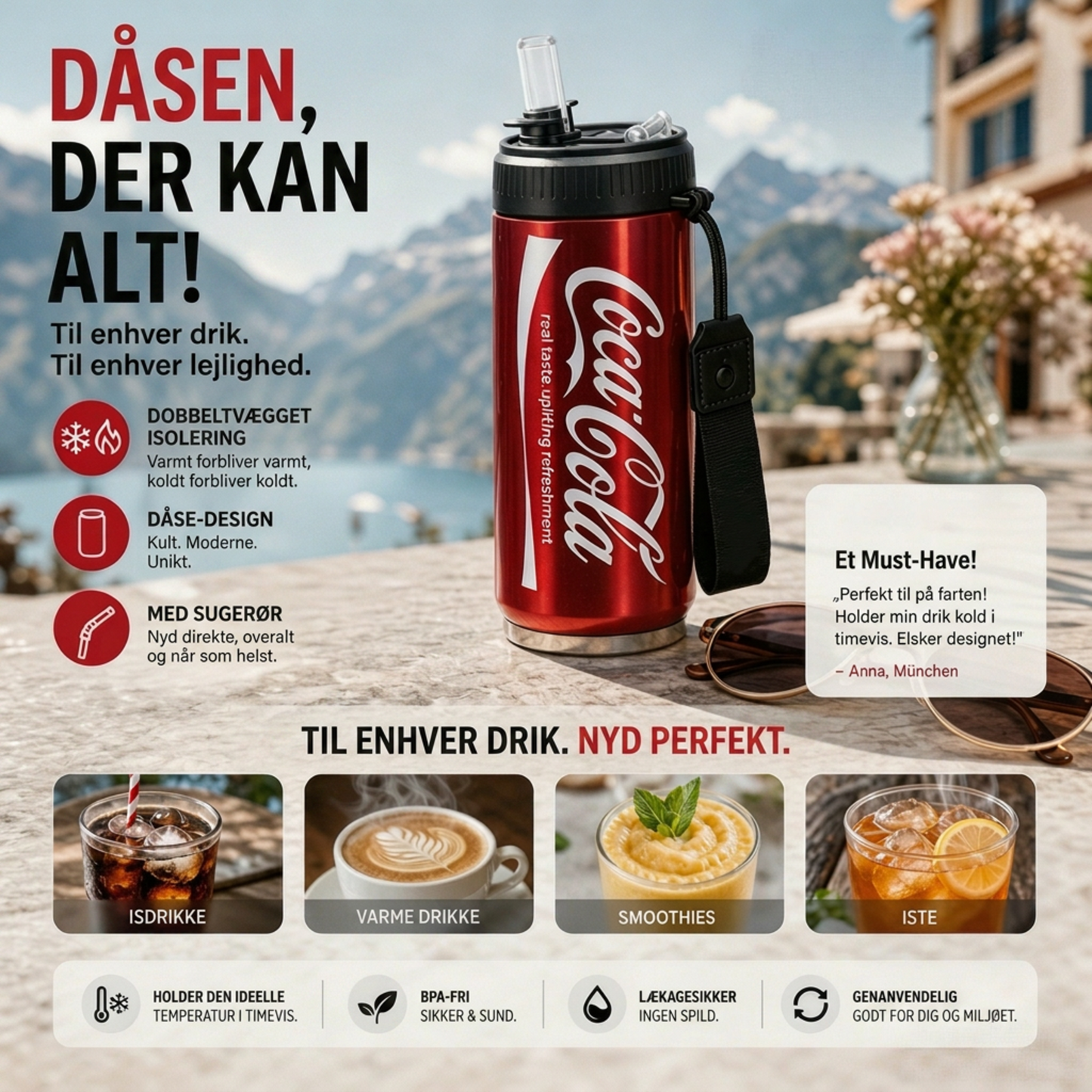 🥤Dobbeltvægget, isoleret kop i rustfrit stål formet som en coladåse