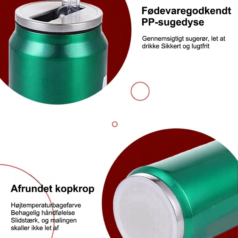 🥤Dobbeltvægget, isoleret kop i rustfrit stål formet som en coladåse