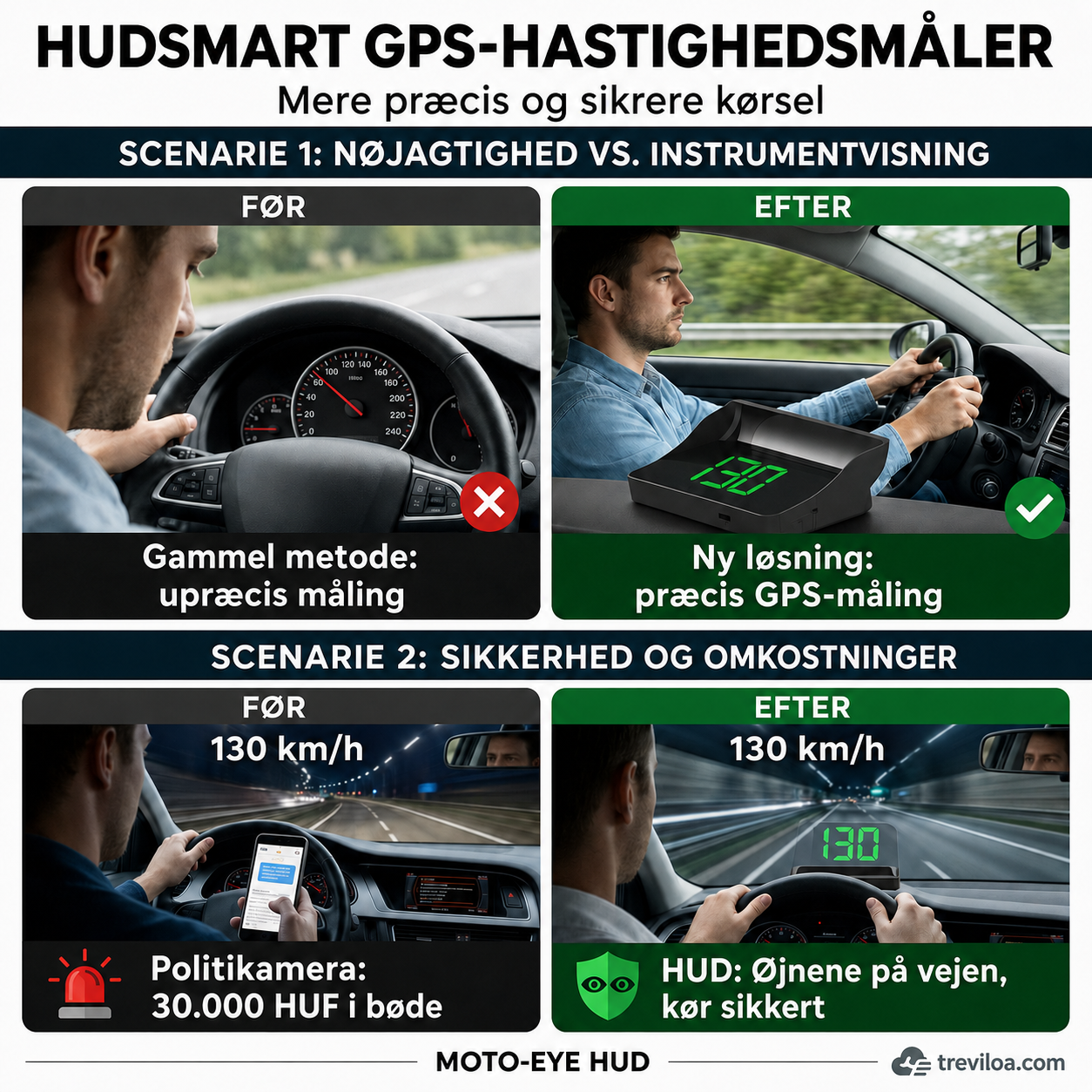 Head-up-display (HUD) Automatisk GPS digital omdrejningstæller