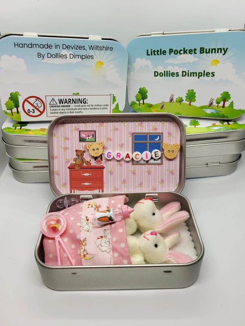 🎉Påske bedste gave 50% RABAT🎁🐇Kanin mor lille plys lomme dåse