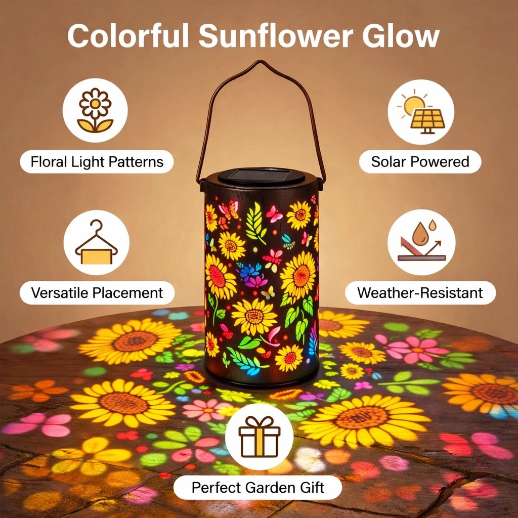 🔥HOT SALE 49% RABAT – 🌞 Farverig Solsikke Glød Solcelle Have Lanterne