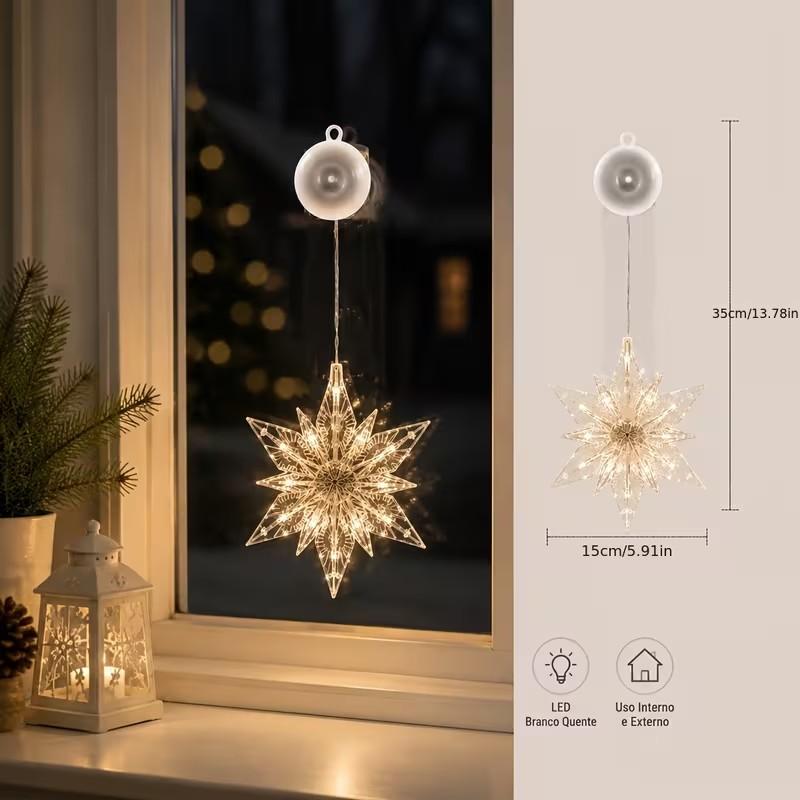 ⏳SIDSTE UDSALGSDAG 🎄❄️ DIY LED-sugekoplamper med julesnefnug ✨ | Batteridrevne, varmt og flerfarvet lys, vindueslamper med sugekop, julepynt til hjem og fest