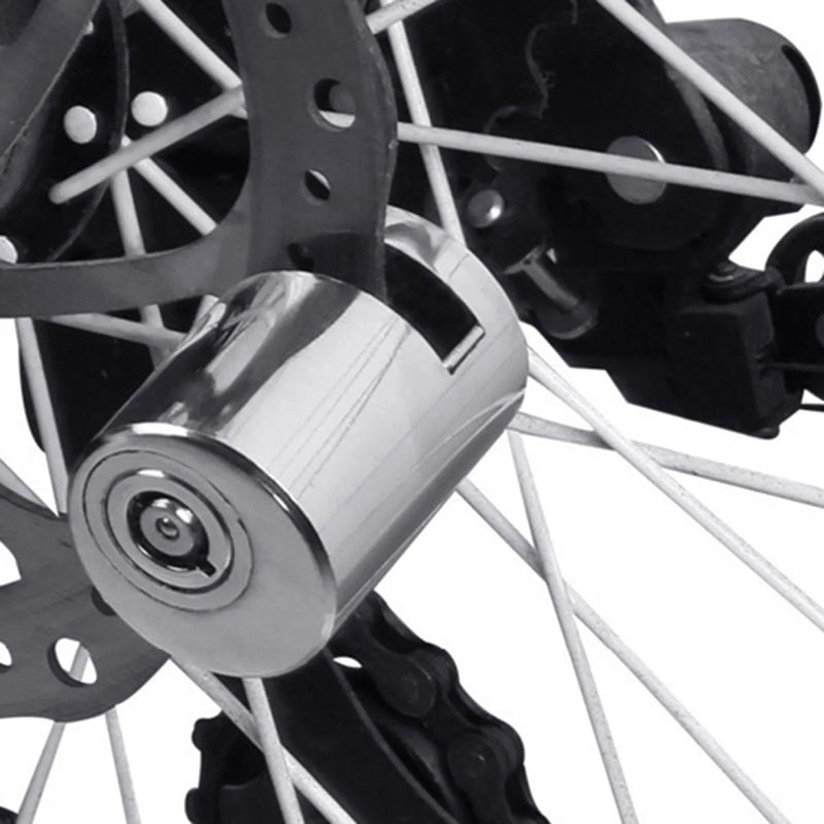 🔒🚲50% RABAT NU! Tyverisikret bremseskivelås til motorcykel og cykel – kompakt minilås i legeret stål til cykel, elcykel og el-løbehjul