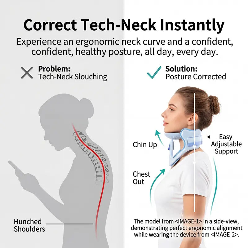 🦒 50% RABAT NU! Posture Fix – Let og justerbar holdningsstøtte – 4-vejs støtte, ultralet og åndbar – fremmer korrekt rygsøjleposition og god holdning 🧒✨
