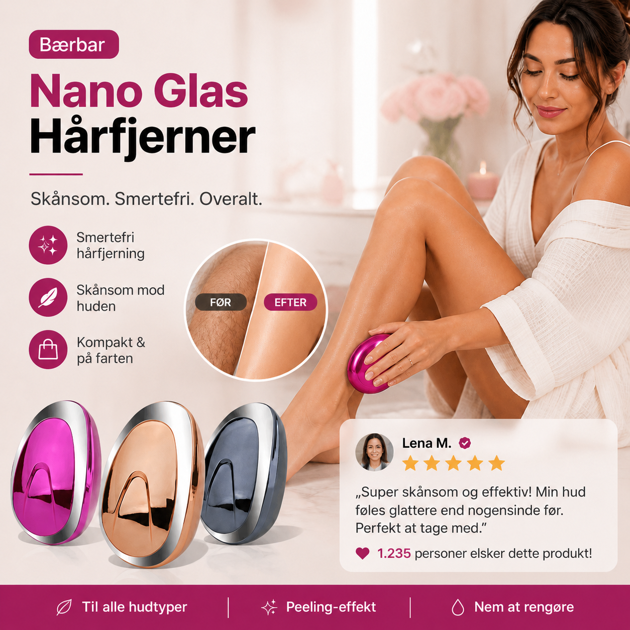 ✨ Ergonomisk hårfjerningsværktøj | Bærbar nano-glas hårfjerner