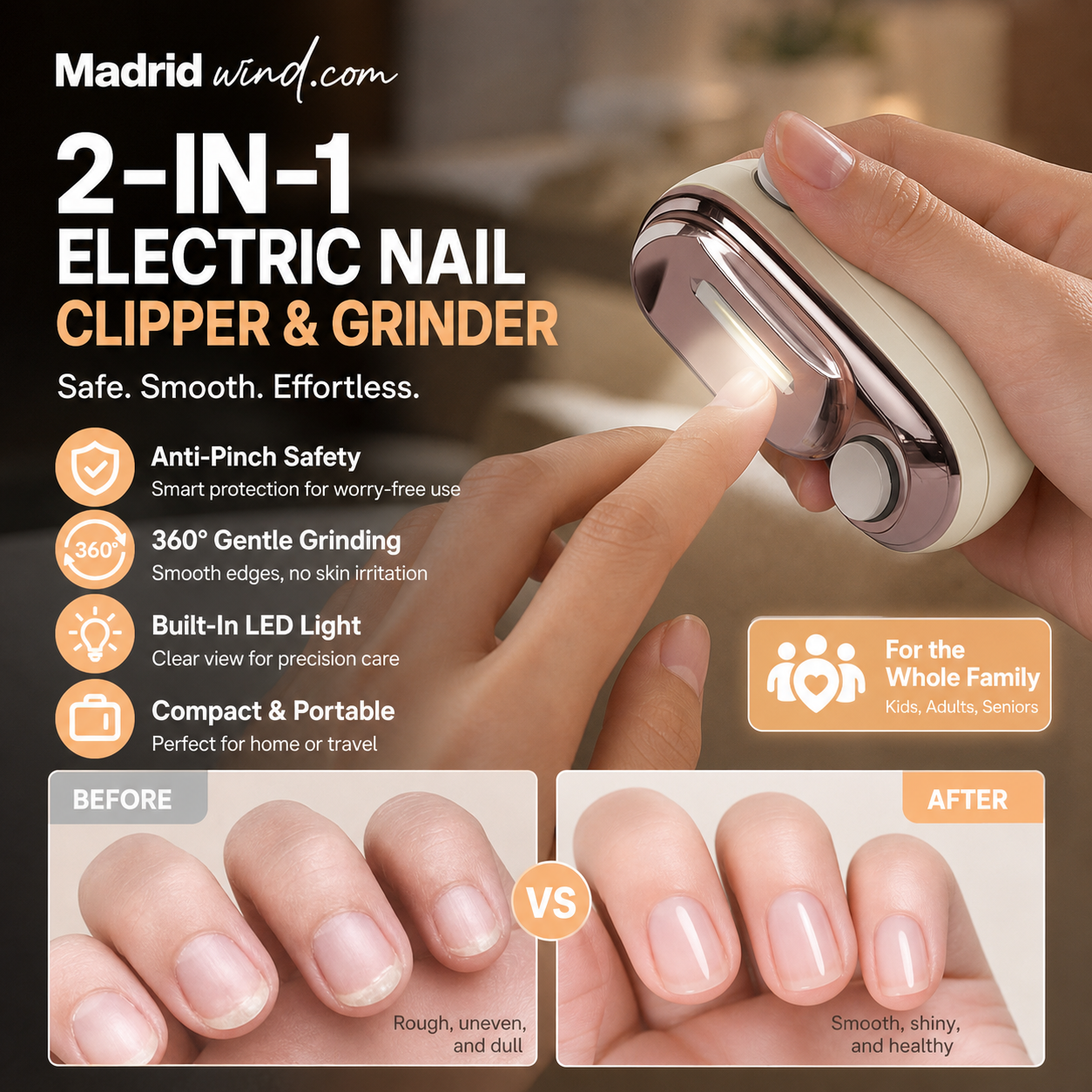 🎉 2026-UDSALG – Over 113.000 solgte! ✂️ Smart elektrisk 2-i-1-negleklipper og polerer – klemsikring og LED-lys 💅