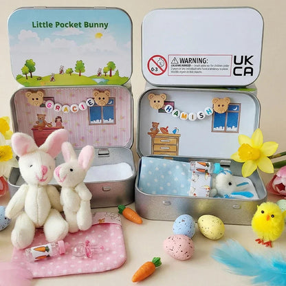 🎉Påske bedste gave 50% RABAT🎁🐇Kanin mor lille plys lomme dåse