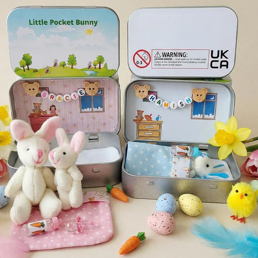 🎉Påske bedste gave 50% RABAT🎁🐇Kanin mor lille plys lomme dåse