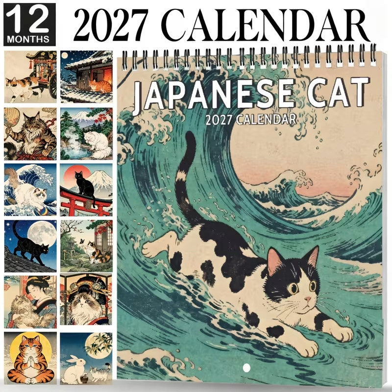 🐾 Vægkalenderkollektion 2027 – sjove katte, Highland-køer & kunstmotiver