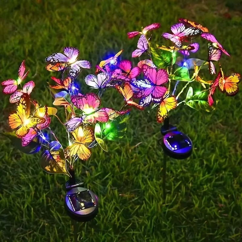 🦋Solcelledrevne udendørs sommerfuglelys💐
