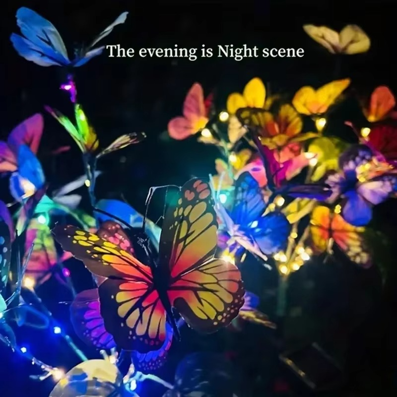 🦋Solcelledrevne udendørs sommerfuglelys💐