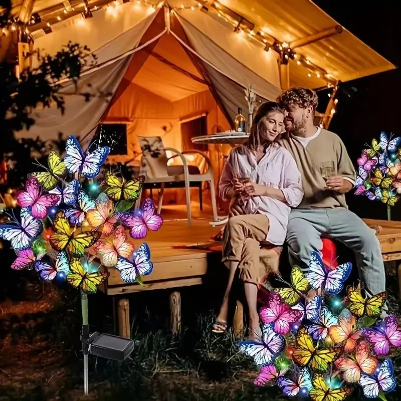 🦋Solcelledrevne udendørs sommerfuglelys💐