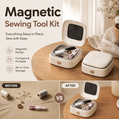 🧵 40-delt magnetisk sysæt – bærbar organizer i to lag