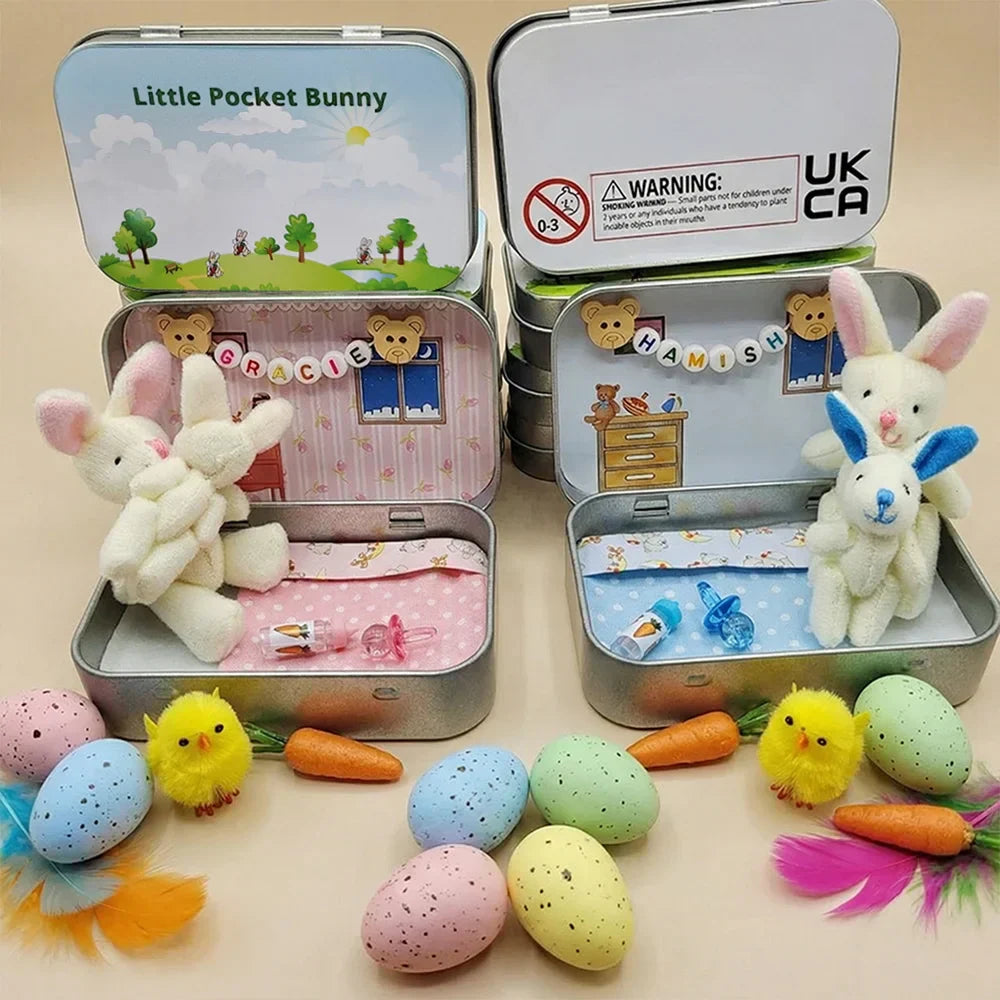 🎉Påske bedste gave 50% RABAT🎁🐇Kanin mor lille plys lomme dåse