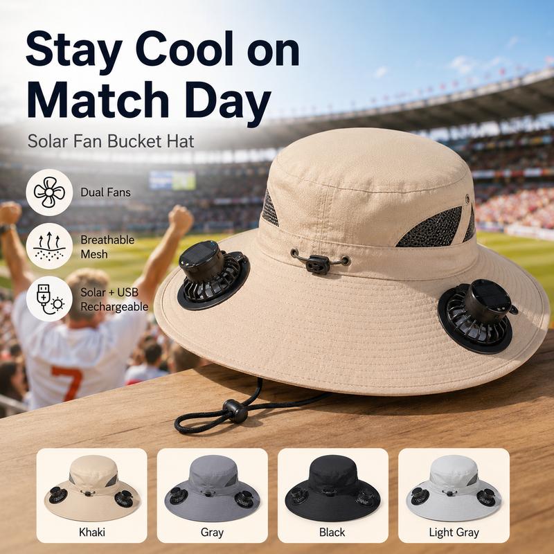 🧢 Solcelledrevet hat med ventilator – aftagelig, genopladelig ventilator, stor skygge, ideel til vandring, fiskeri & outdoor ☀️