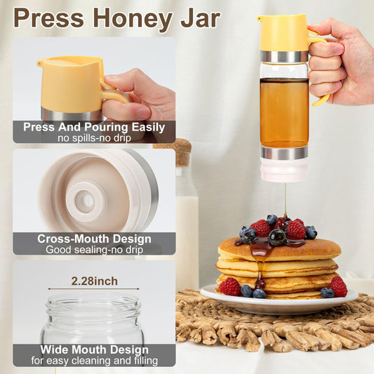 💥SIDSTE DAGSUDSALG 60% RABAT🍯✨ 237 ml drypfri honning- og sirupdispenser i glas