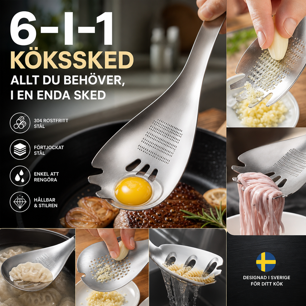 🍳 50 % RABAT NU! ✨ Multifunktionel køkkenske i rustfrit stål – til madlavning, servering & daglig brug 🥣