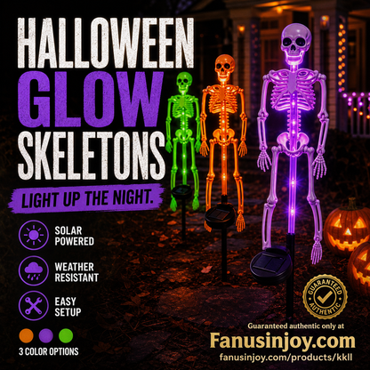 👻50 % rabat til Halloween! 💀Uhyggelig pynt til haven!🎃💡 Solcelledrevne skeletlamper på spyd – lyser i mørket, nemme at montere og perfekte til have, veranda og gangsti! 👻🪦✅