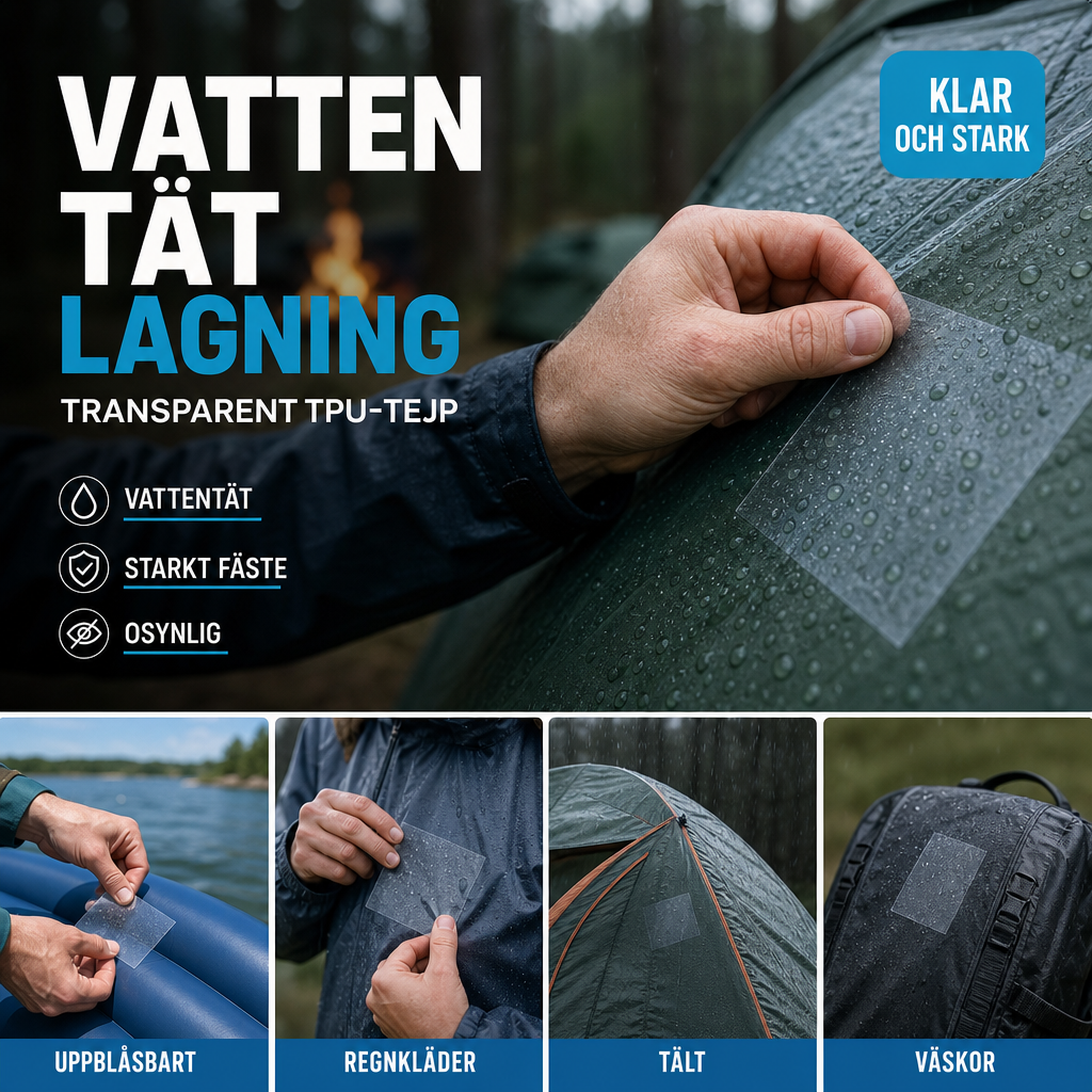 🛠️ Vandtæt transparent TPU-reparationstape til telte og friluftsudstyr