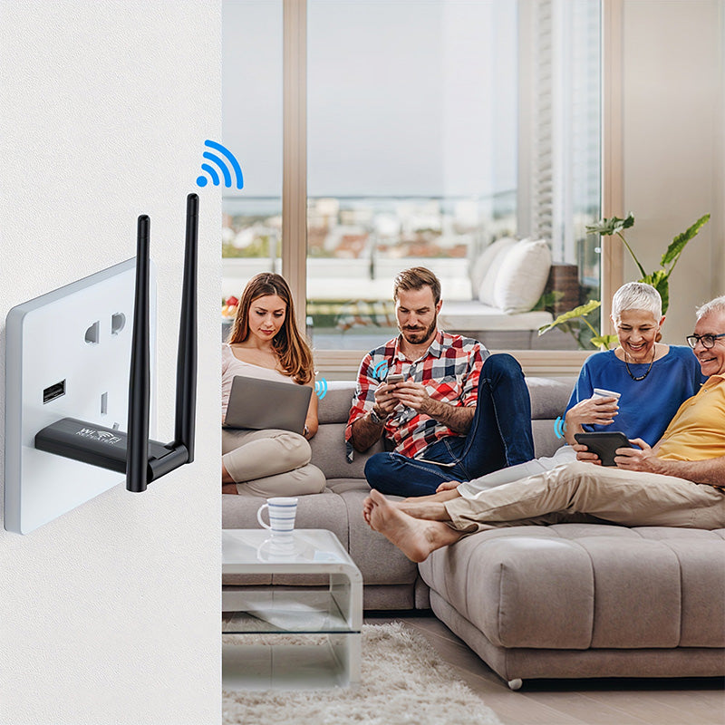 📶 KØB 2 FÅ 1 GRATIS! ✨ USB WiFi-signalforstærker – op til 300 Mbps på 2,4 GHz 🏠🚀