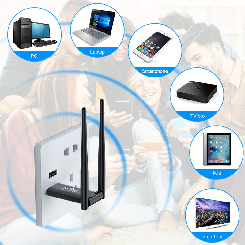 📶 KØB 2 FÅ 1 GRATIS! ✨ USB WiFi-signalforstærker – op til 300 Mbps på 2,4 GHz 🏠🚀