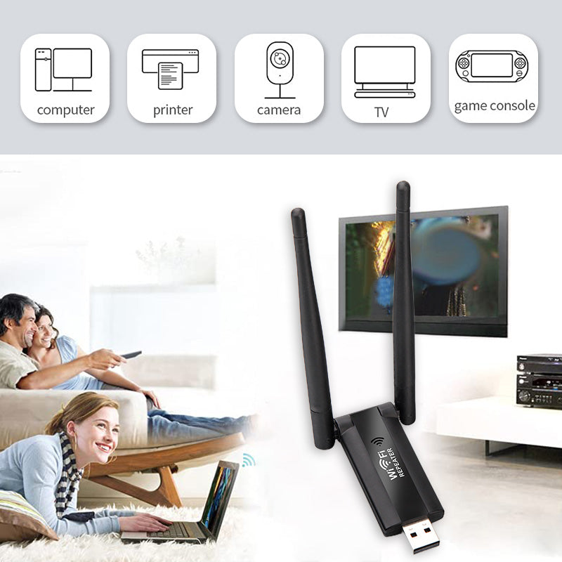 📶 KØB 2 FÅ 1 GRATIS! ✨ USB WiFi-signalforstærker – op til 300 Mbps på 2,4 GHz 🏠🚀