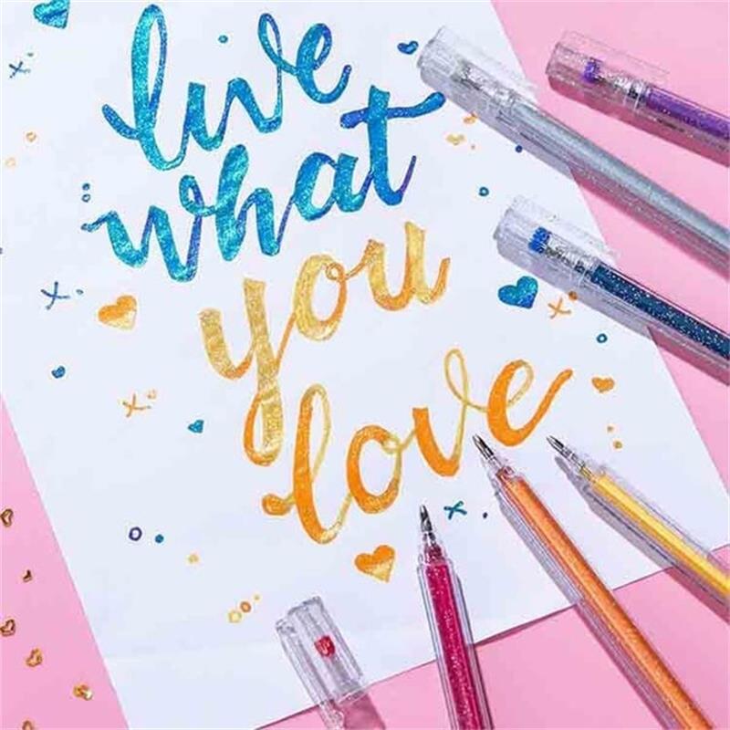 ⏳Sidste dag – specialpris: 129,95 kr.!!💥🎁Glitter-gelpen-sæt – skriver glat 🎨
