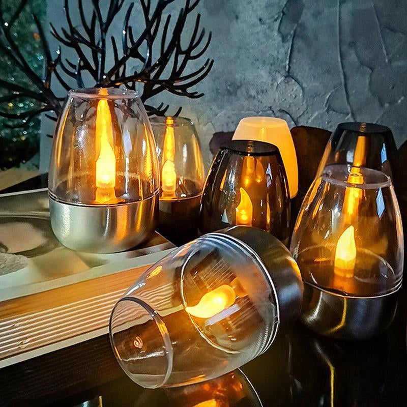 🕯️Solcelledrevne te-lys til udendørs brug – flimrende lys uden flamme, IP65 vandtæt bordlampe med LED-stearinlys og lyssensor fra skumring til daggry