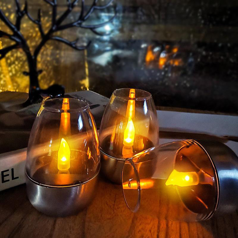 🕯️Solcelledrevne te-lys til udendørs brug – flimrende lys uden flamme, IP65 vandtæt bordlampe med LED-stearinlys og lyssensor fra skumring til daggry
