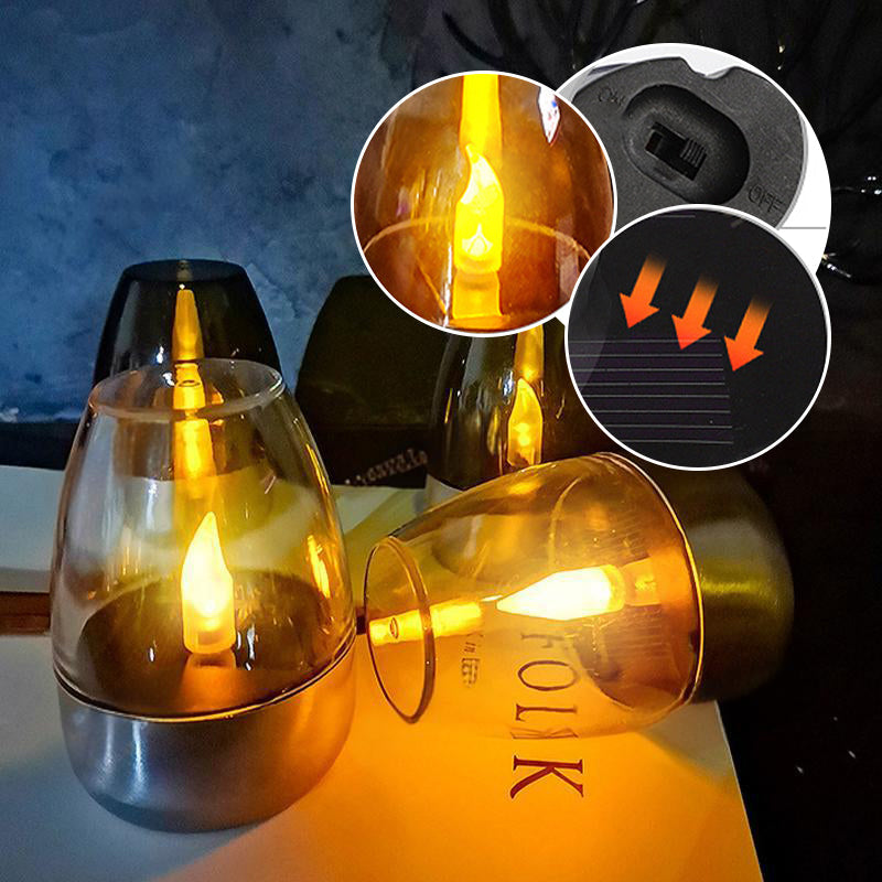 🕯️Solcelledrevne te-lys til udendørs brug – flimrende lys uden flamme, IP65 vandtæt bordlampe med LED-stearinlys og lyssensor fra skumring til daggry