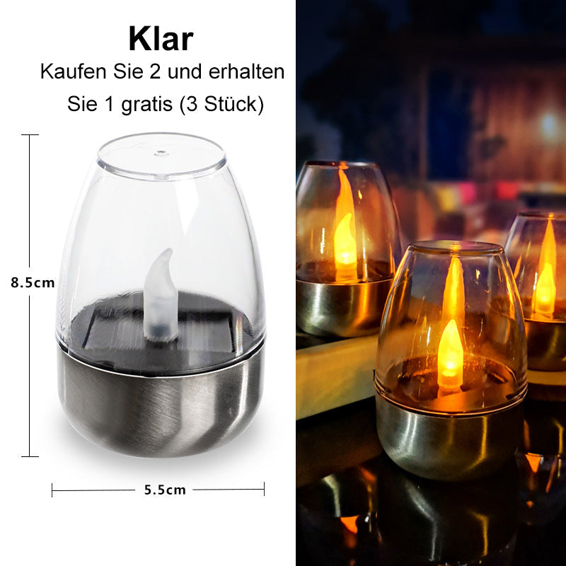🕯️Solcelledrevne te-lys til udendørs brug – flimrende lys uden flamme, IP65 vandtæt bordlampe med LED-stearinlys og lyssensor fra skumring til daggry