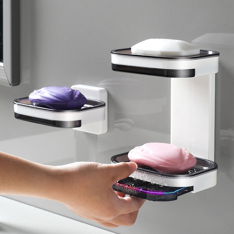 🧼✨ Væghængt sæbeholder – 50 % RABAT! Monteres på 5 sekunder uden boring. Dobbelt afløb holder sæben tør længere. 💪