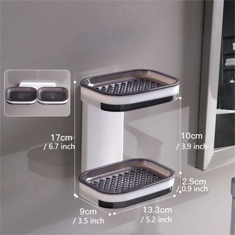🧼✨ Væghængt sæbeholder – 50 % RABAT! Monteres på 5 sekunder uden boring. Dobbelt afløb holder sæben tør længere. 💪