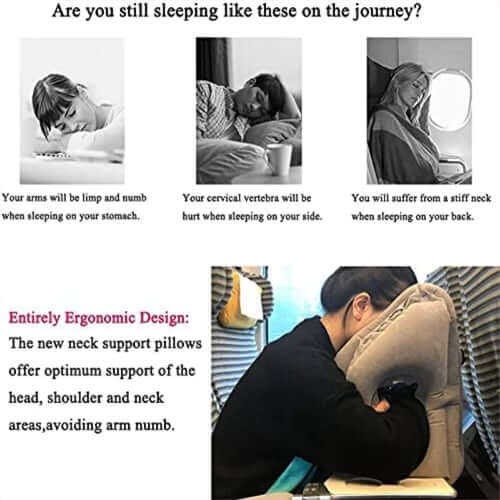🔥50 % RABAT🌬️✈️😴 Bærbar, oppustelig, ergonomisk rejsepude: Sov behageligt når som helst, hvor som helst 🧳💤