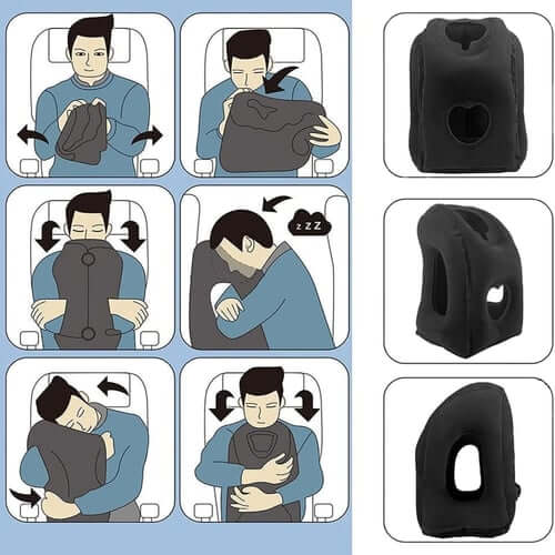 🔥50 % RABAT🌬️✈️😴 Bærbar, oppustelig, ergonomisk rejsepude: Sov behageligt når som helst, hvor som helst 🧳💤
