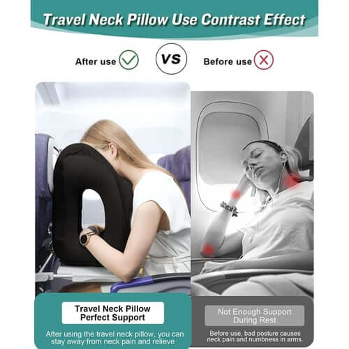 🔥50 % RABAT🌬️✈️😴 Bærbar, oppustelig, ergonomisk rejsepude: Sov behageligt når som helst, hvor som helst 🧳💤