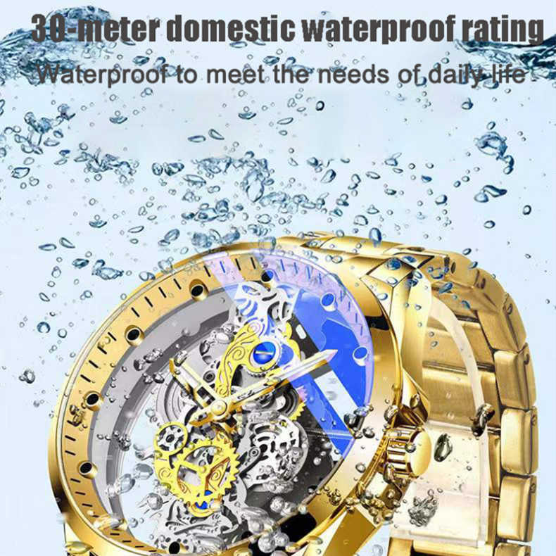 Dobbeltsidet skeleton-ur med automatisk tourbillon-stil og ikke-mekanisk urværk