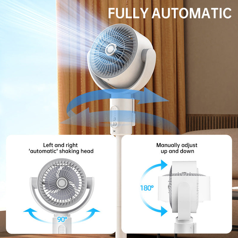 🎊 Sommertilbud: -50 % og gratis fragt 🌀✨ Højdejusterbar oscillerende gulvventilator, meget støjsvag 20 dB, rækkevidde 30 m, luftmængde 2465 m³/t, ventilator med fjernbetjening og køling