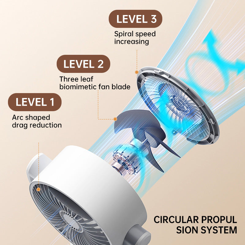 🎊 Sommertilbud: -50 % og gratis fragt 🌀✨ Højdejusterbar oscillerende gulvventilator, meget støjsvag 20 dB, rækkevidde 30 m, luftmængde 2465 m³/t, ventilator med fjernbetjening og køling
