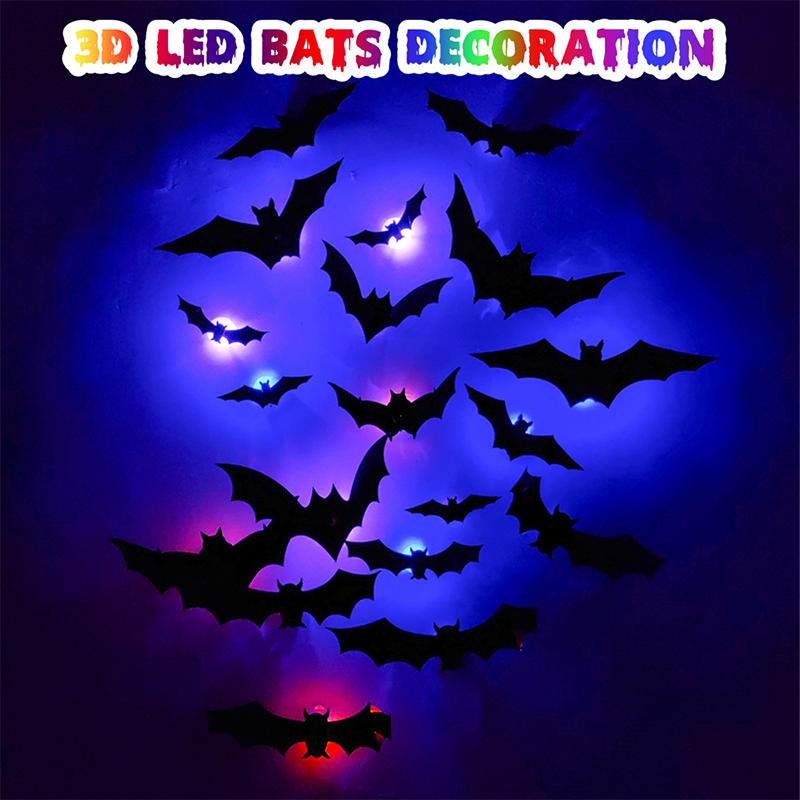 🦇 Halloween-dekoration: 3D LED-væglampe formet som en flagermus