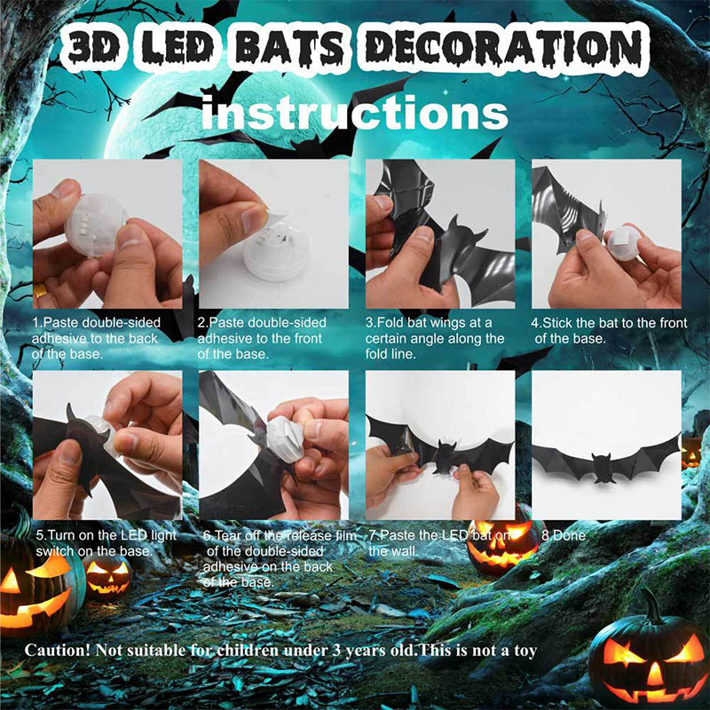 🦇 Halloween-dekoration: 3D LED-væglampe formet som en flagermus