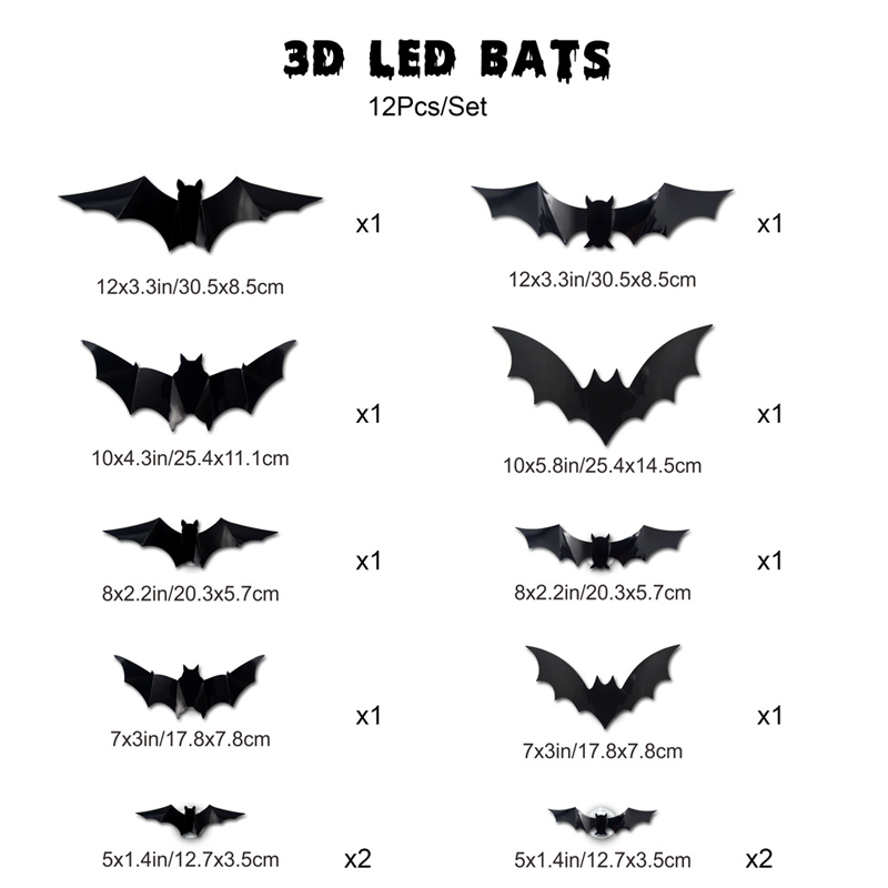 🦇 Halloween-dekoration: 3D LED-væglampe formet som en flagermus