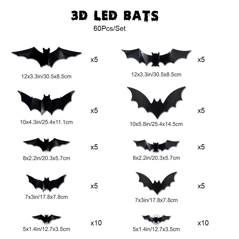 🦇 Halloween-dekoration: 3D LED-væglampe formet som en flagermus
