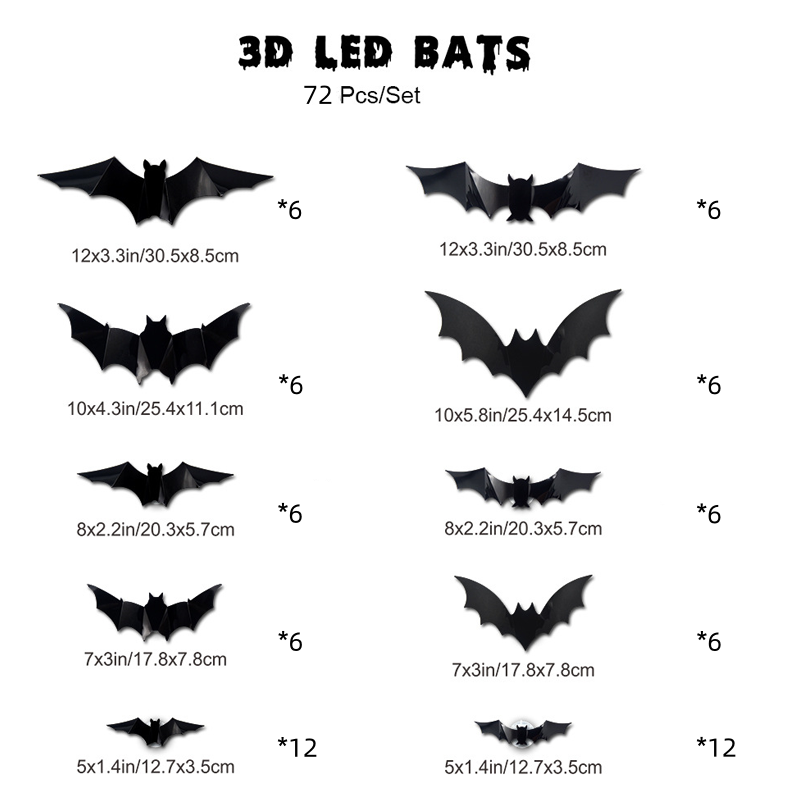 🦇 Halloween-dekoration: 3D LED-væglampe formet som en flagermus
