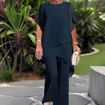 ⏳Begrænset tid 50% rabat⏰Charmerende uregelmæssig top og bukser med brede ben👚👖