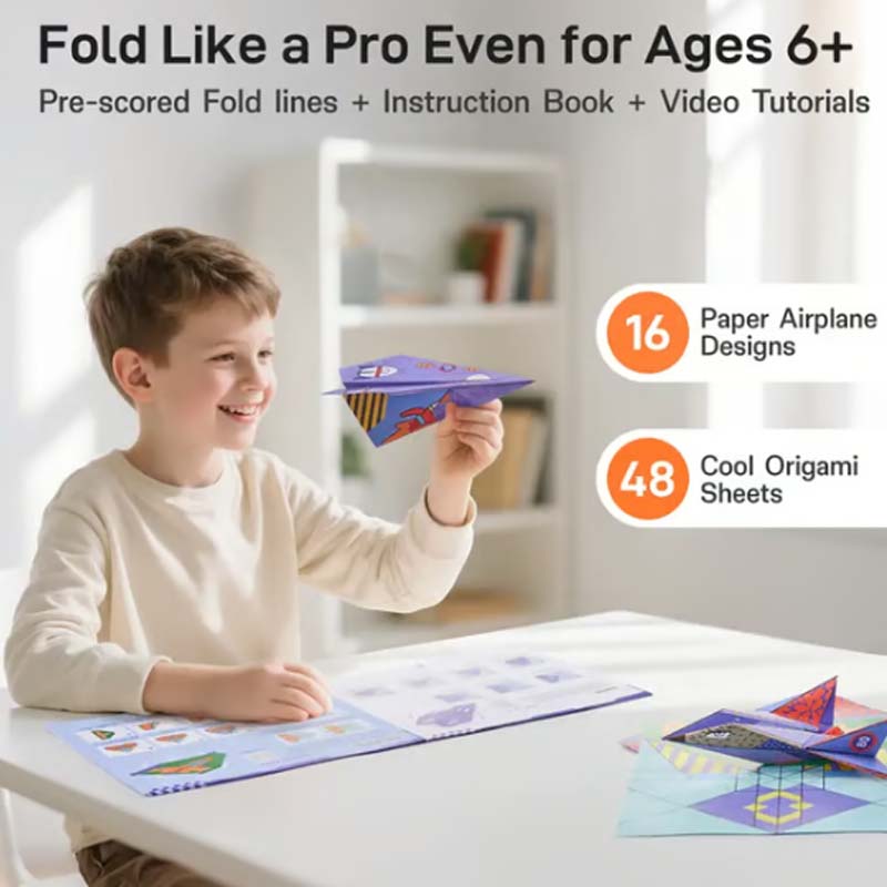 ✈️  Kreativt DIY-papirfly - Byg og kast 10 modeller, pædagogisk STEM-legetøj til børn 6-12 år 🎯🧠