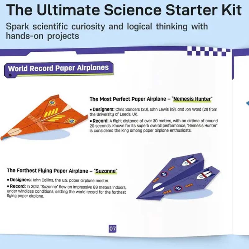 ✈️  Kreativt DIY-papirfly - Byg og kast 10 modeller, pædagogisk STEM-legetøj til børn 6-12 år 🎯🧠