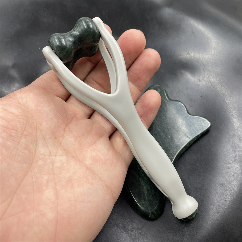 Massage­set i Naturlig Sten: Skrapbräda, Fingerklämma & Ægformet Massageappara