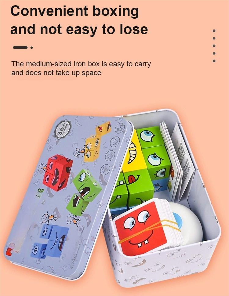 🎁5D-puslespil med pædagogiske ansigter, der ændrer familiens spil🧩